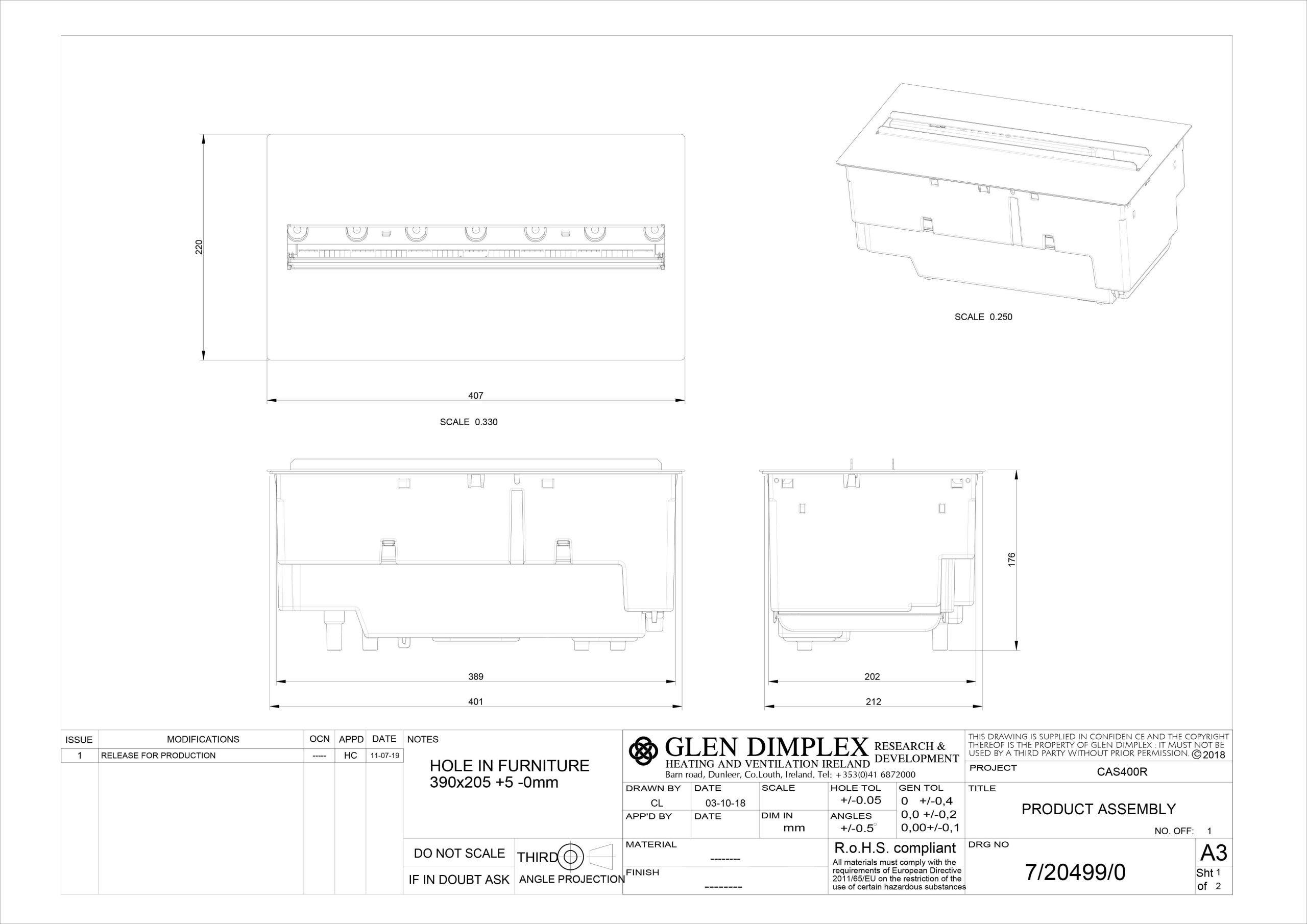 Dimplex Opti-myst Cassette 400 LED elektrische haard (excl. houtset)